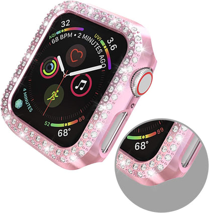 [5-Pack] Protector Case Compatible with Apple Watch Series 3 Series 2 Series 1 38Mm Cover, Double Row Bling Crystal Diamonds Protective Cover PC Plated Bumper Frame Accessories (5 Colors, 38Mm)
