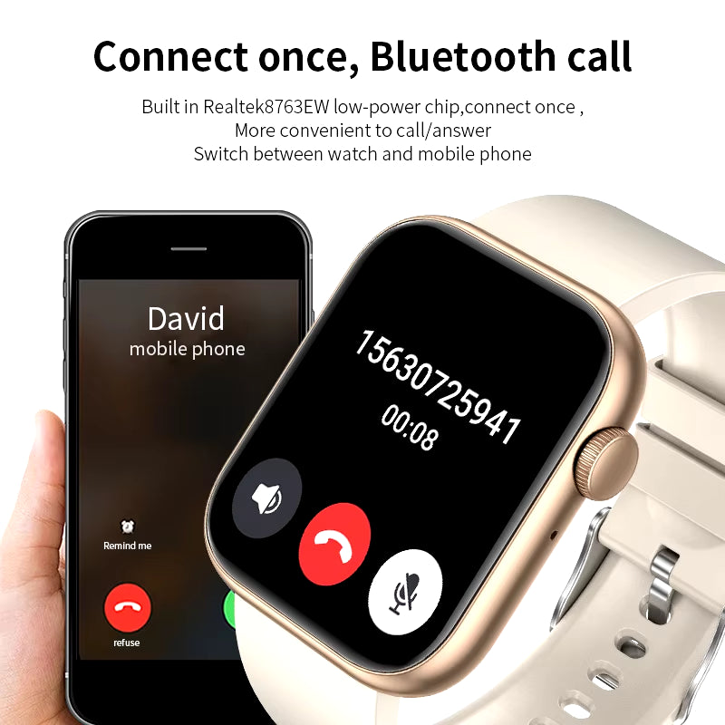 New Smart Watch 2025 Wireless Charging Smartwatch Bluetooth Calls Men Women Smartwatches Fitness Bracelet Custom Watch Face