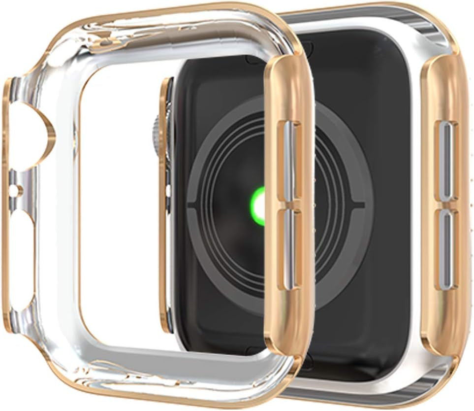 [5-Pack] Protector Case Compatible with Apple Watch Series 3 Series 2 Series 1 38Mm Cover, Double Row Bling Crystal Diamonds Protective Cover PC Plated Bumper Frame Accessories (5 Colors, 38Mm)