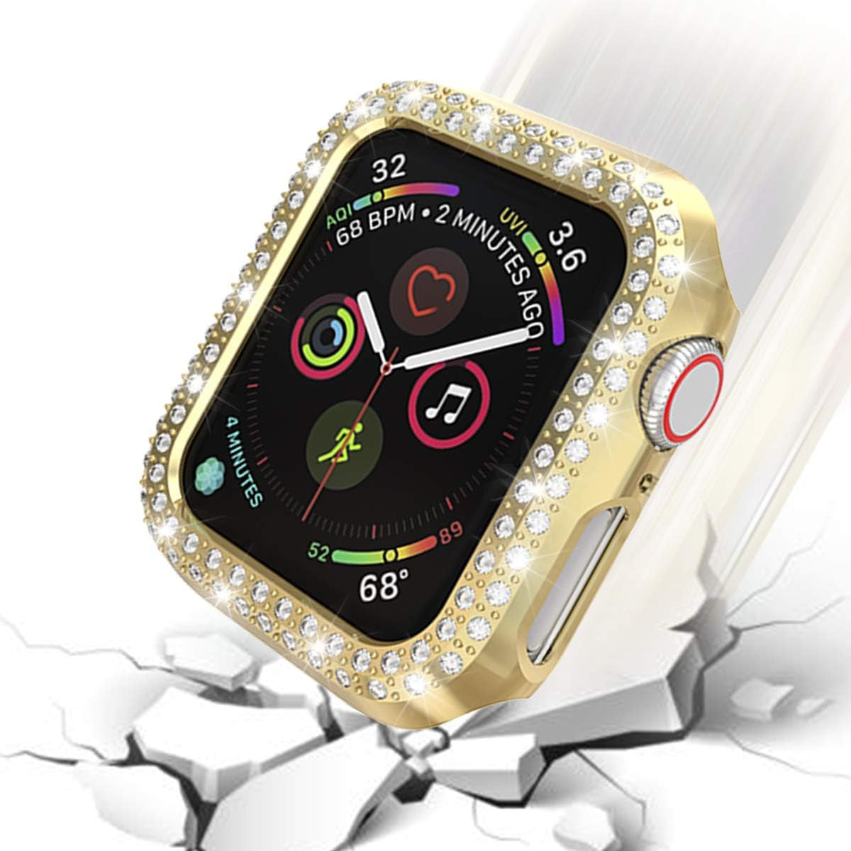 [5-Pack] Protector Case Compatible with Apple Watch Series 3 Series 2 Series 1 38Mm Cover, Double Row Bling Crystal Diamonds Protective Cover PC Plated Bumper Frame Accessories (5 Colors, 38Mm)