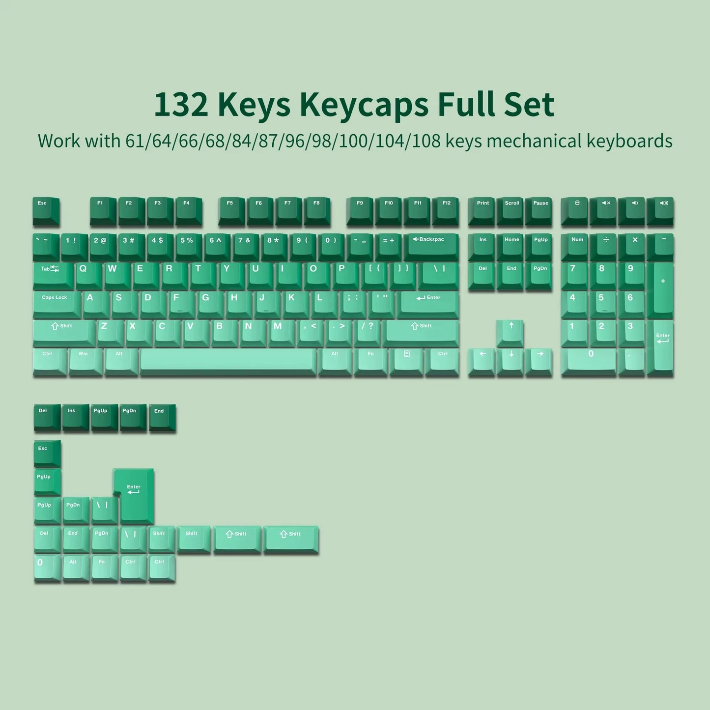 168 Keys Double Shot PBT Keycap Custom Keycap Cherry Profile Keyboard Keycaps for Cherry Gateron MX Switches Gaming Keyboard