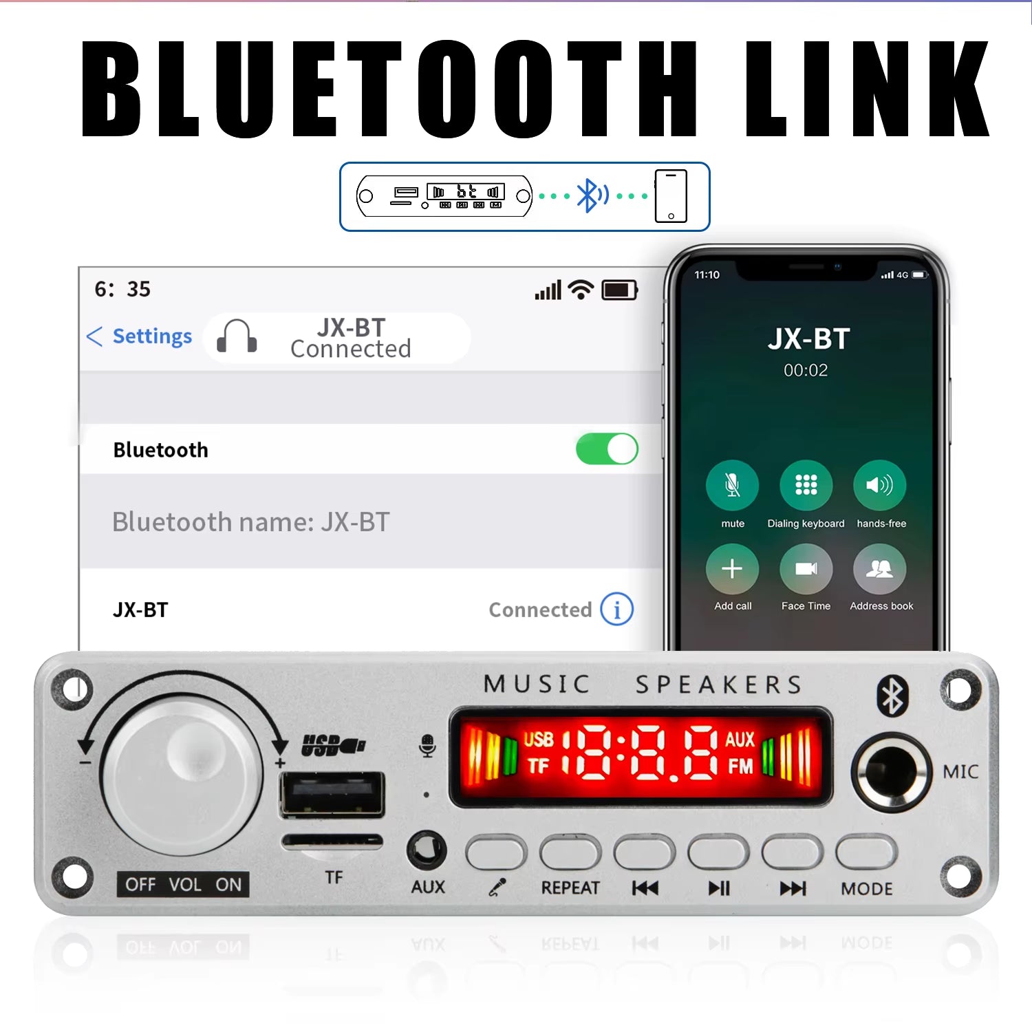 NEW 200W Amplifier Bluetooth DIY MP3 WAV Decoder Board DC 12V 100W Wireless Car USB MP3 Player TF Card Slot USB FM with Mic