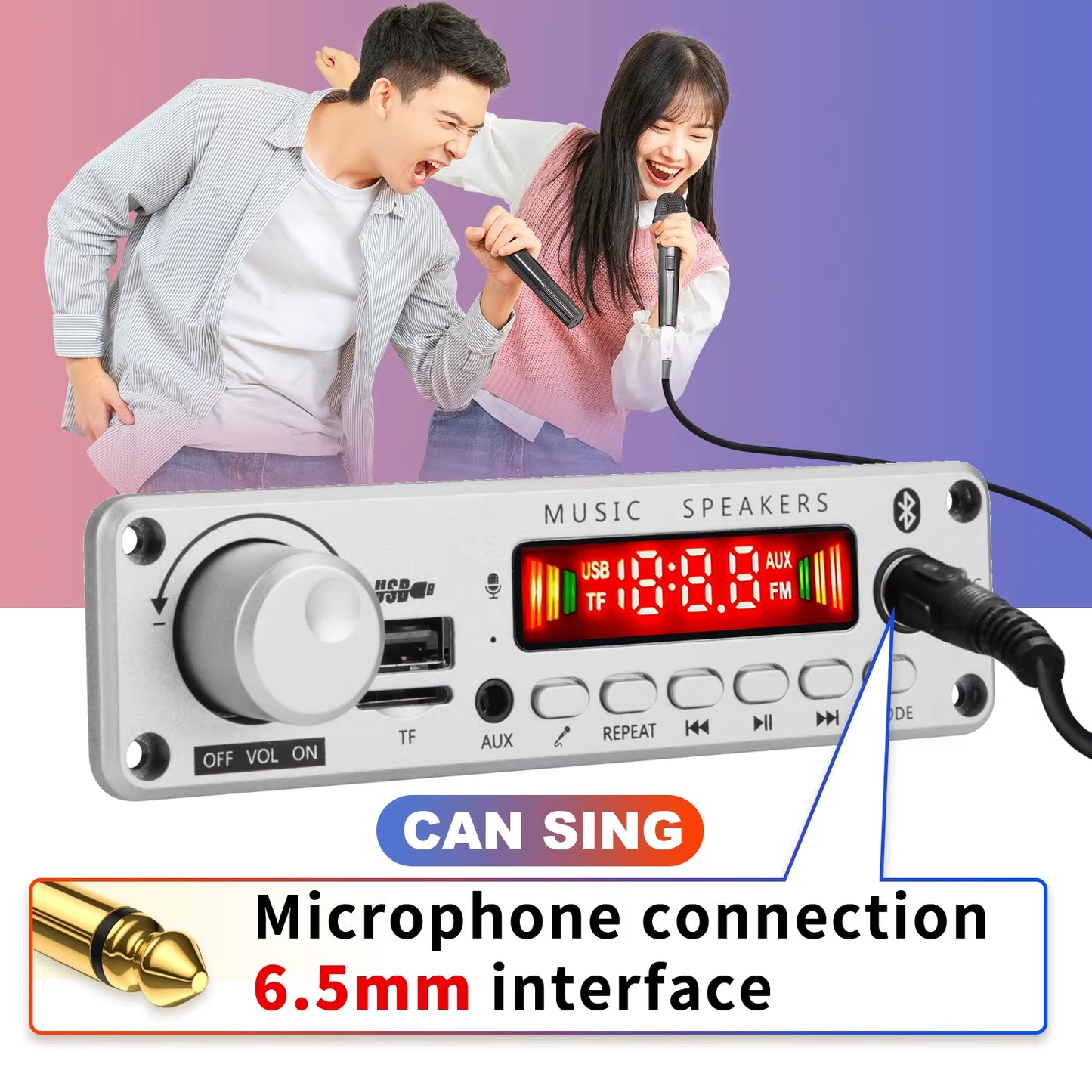 NEW 200W Amplifier Bluetooth DIY MP3 WAV Decoder Board DC 12V 100W Wireless Car USB MP3 Player TF Card Slot USB FM with Mic